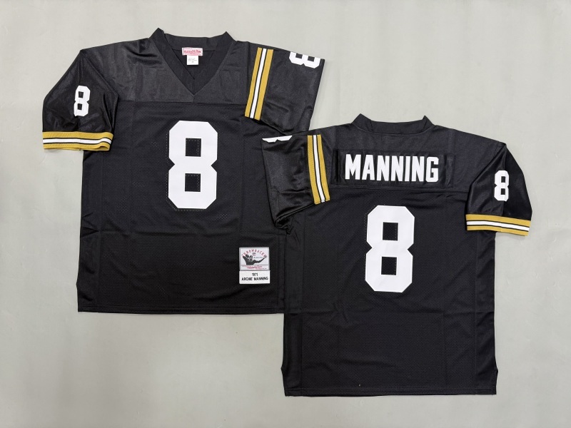 Men 2025 New Orleans Saints #8 Manning black Throwback Limited NFL Jersey style 001
